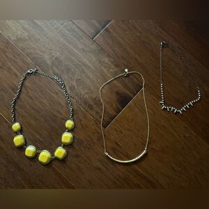 Set of THREE costume jewelry necklaces.   Short style